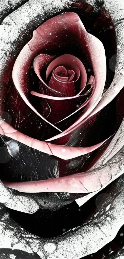 Black and white rose with artistic details.