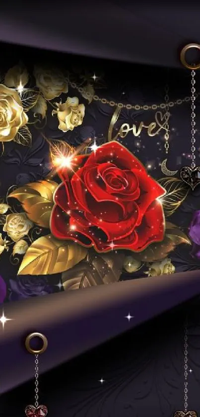 Elegant rose and floral mobile wallpaper with sparkling accents.