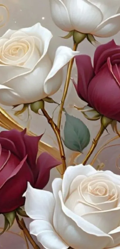 Beautiful roses with elegant gold accents.