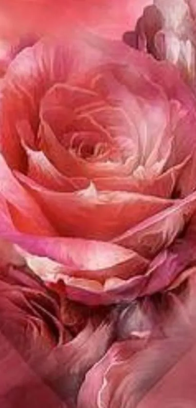 Elegant pink rose flower mobile wallpaper with vibrant hues.