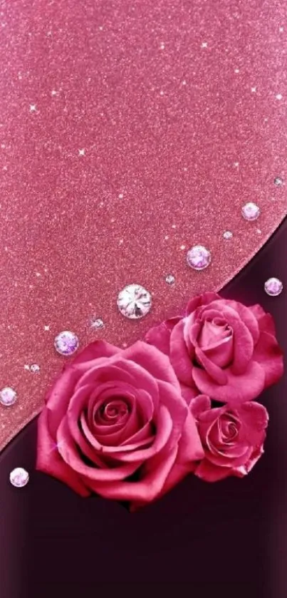 Elegant pink rose glitter wallpaper with sparkling accents.