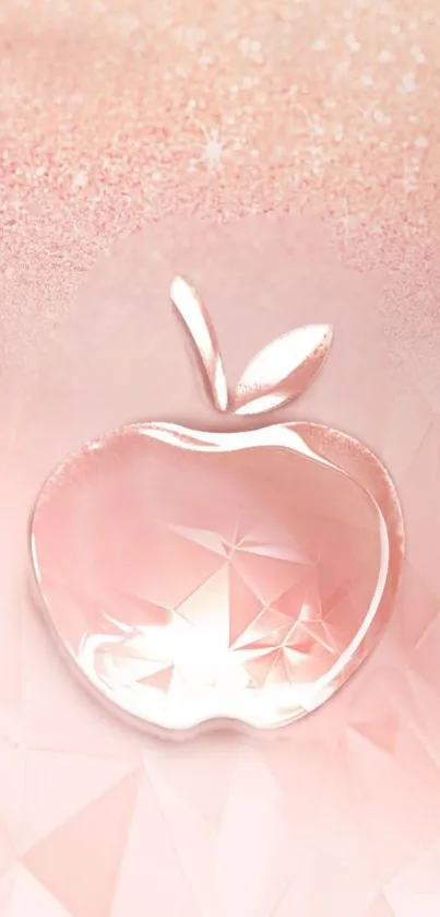 Rose gold apple design on a soft pink background with crystal texture.