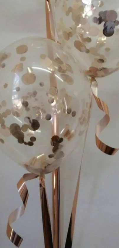 Rose gold balloons with confetti design.