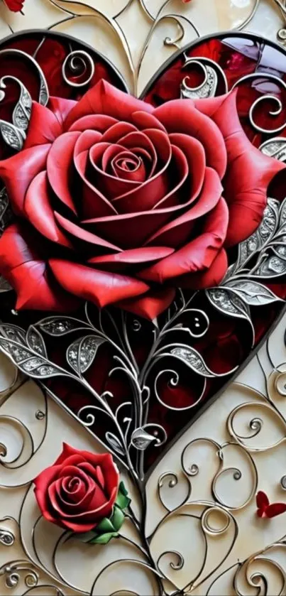 Heart-shaped rose artistic wallpaper.