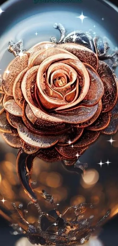 Elegant rose encased in a glass dome wallpaper.