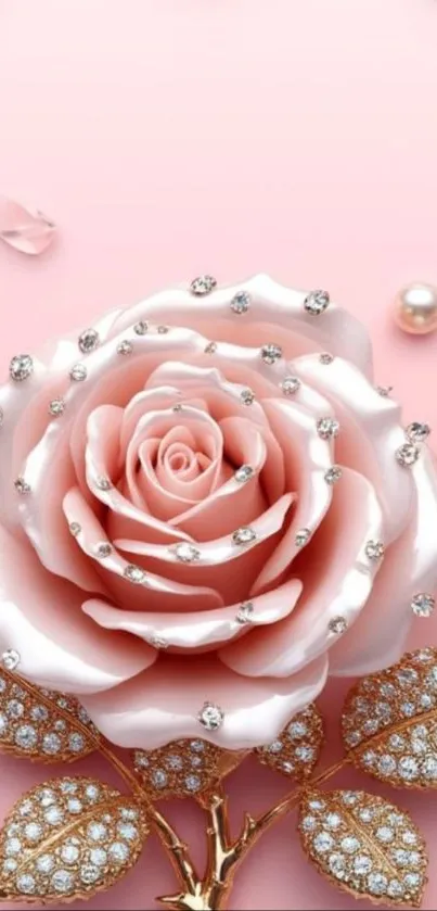 Elegant rose and jewelry themed mobile wallpaper.