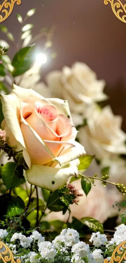 Pink rose with greenery in a nighttime setting, elegant and serene.