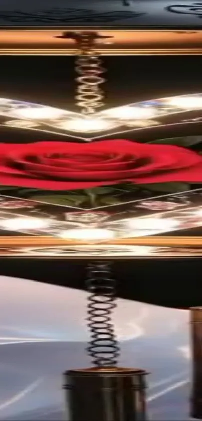 Elegant mobile wallpaper showcasing a red rose with chains.