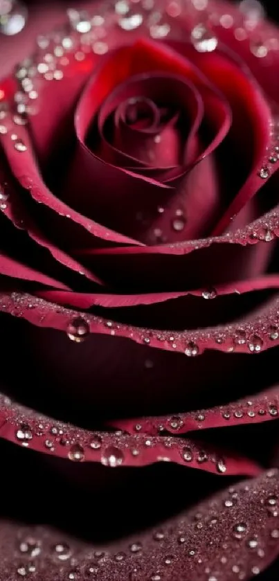 Close-up of a rose with dew drops, perfect for a mobile wallpaper.