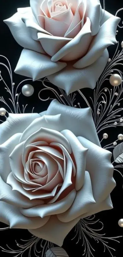 Elegant pink roses with ornate background.