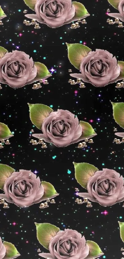 Elegant roses and galaxy design for mobile wallpaper.