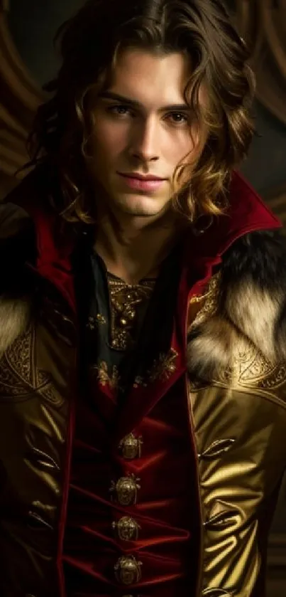 Regal portrait of a person in elegant attire, suitable for mobile wallpaper.