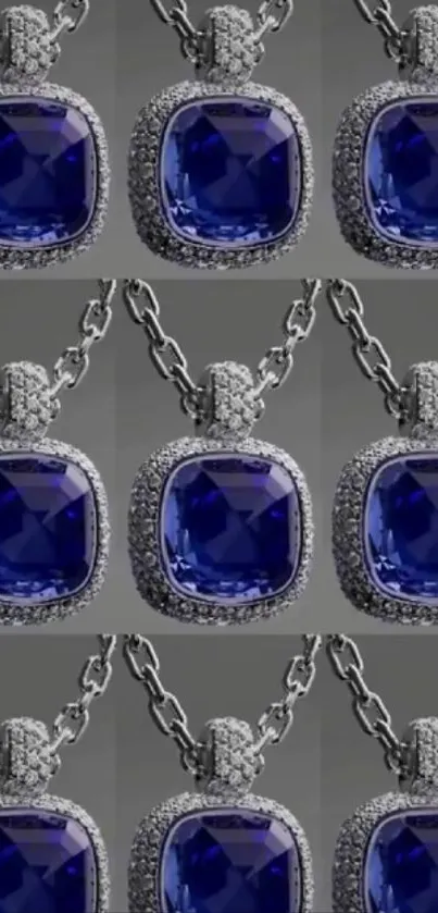 Elegant blue sapphire necklace wallpaper with silver chain.