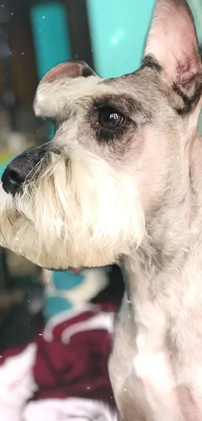 Schnauzer dog with elegant fur profile.