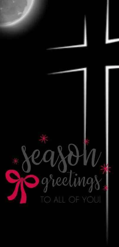 Elegant seasonal greetings wallpaper with cross and moon.