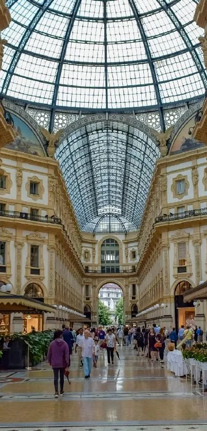 Elegant view of Milan shopping arcade interior.