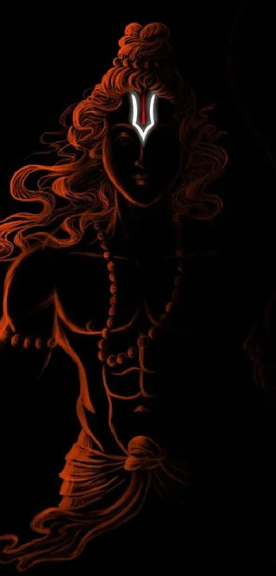 Intricate silhouette of a divine warrior against a black background.