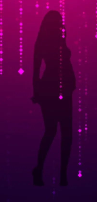 Silhouette figure on a purple and pink gradient wallpaper.