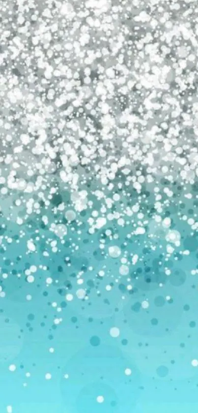 Elegant silver and aqua mobile wallpaper with shimmering bokeh effect.