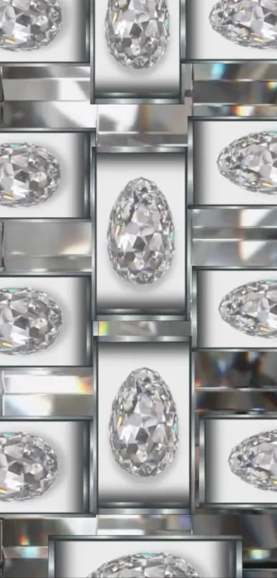 Silver jewel pattern mobile wallpaper.