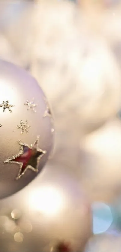 Silver ornament with stars, festive mobile wallpaper.