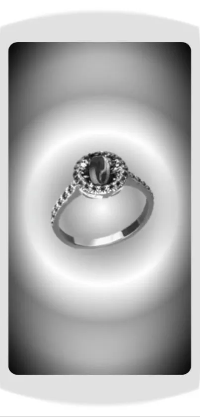 Elegant silver ring glowing on mobile wallpaper.