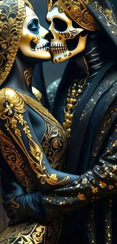Artistic skull lovers with gold details