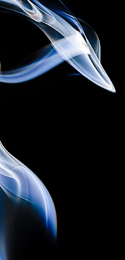 Abstract smoke art with blue patterns on a black background.