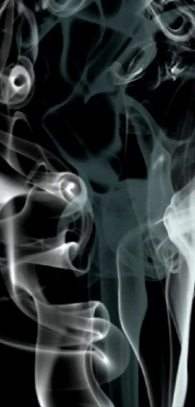 Dark themed wallpaper with elegant swirling smoke art.