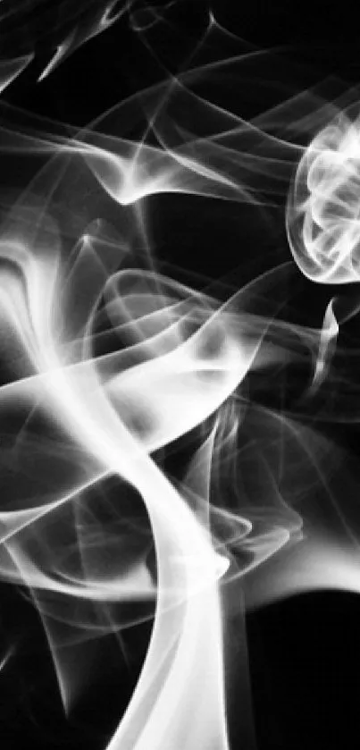 Elegant smoke design on black background wallpaper.