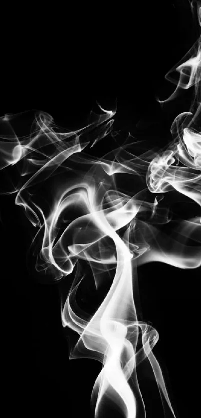 Artistic smoke pattern on a black background wallpaper.