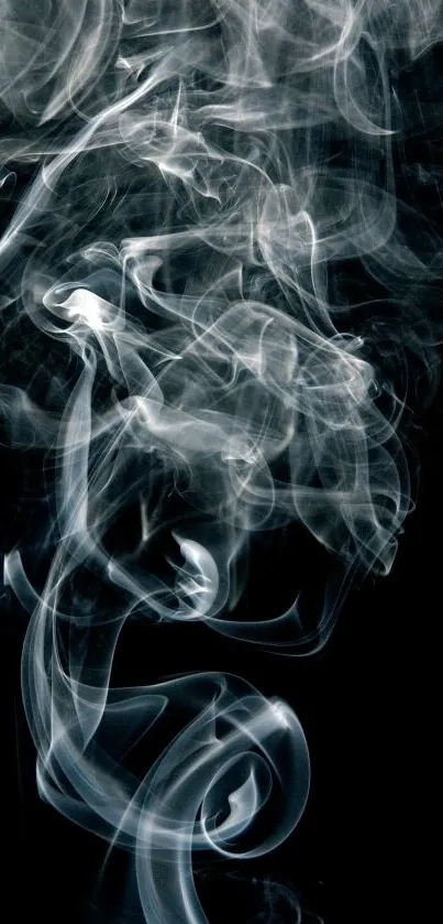 Intricate swirling smoke on black background wallpaper.