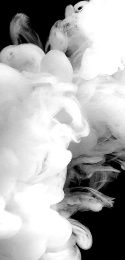 Black and white smoke mobile wallpaper with abstract design.