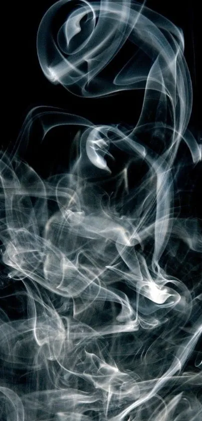 Elegant swirling smoke on dark background wallpaper.