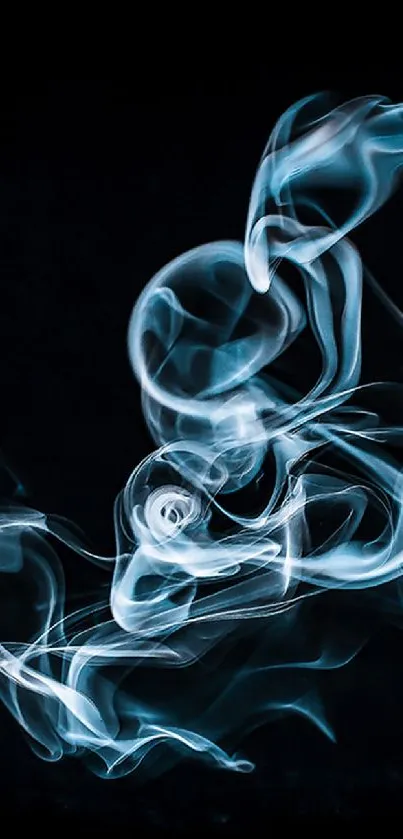 Blue smoke wisps on a black background