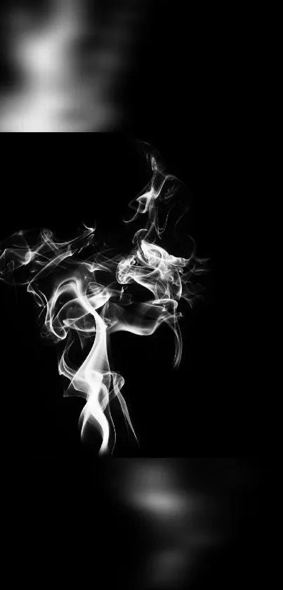 Elegant white smoke swirls on a black background, artistic phone wallpaper.