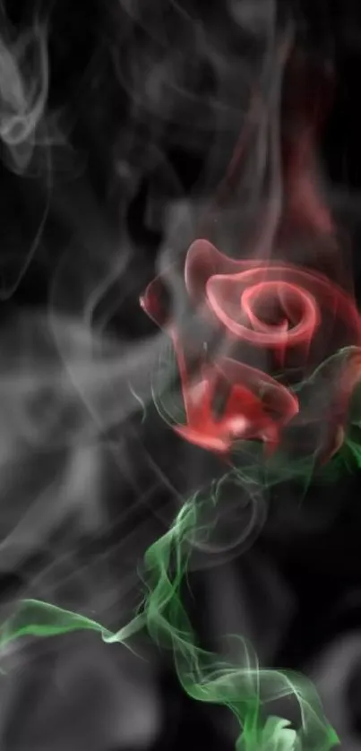 Red smoke rose on black background wallpaper.