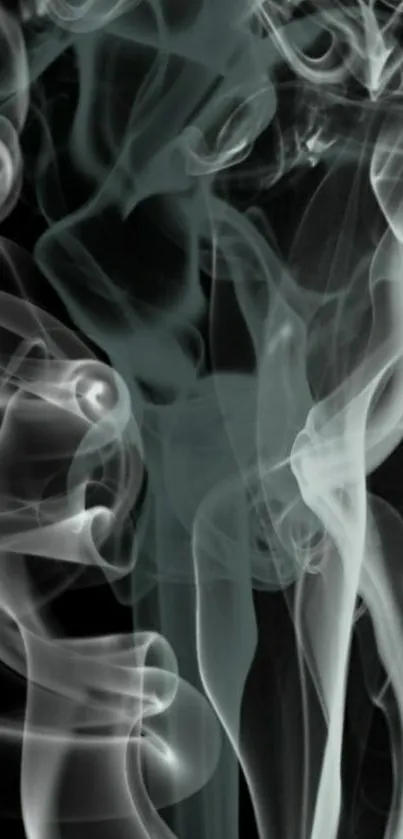 Elegant swirling smoke on black background wallpaper.