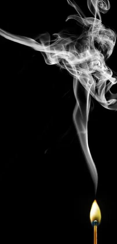 Elegant mobile wallpaper with smoke art on black background.