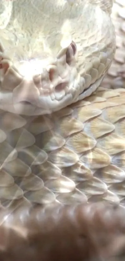 Close-up of beige snake skin texture with intricate scale pattern.