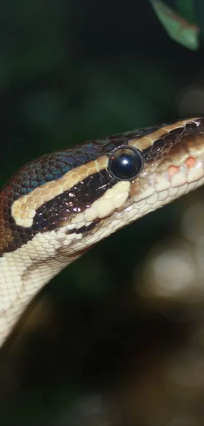 Close-up of an elegant snake with intricate patterns on a natural background.