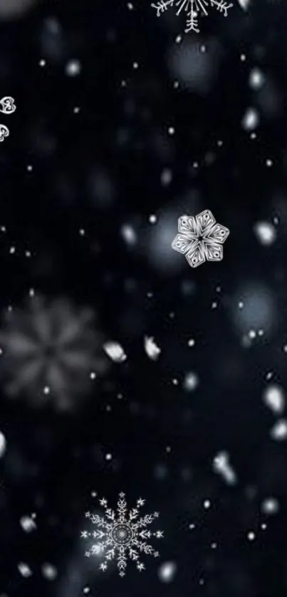 Snowflakes on dark background, mobile wallpaper.