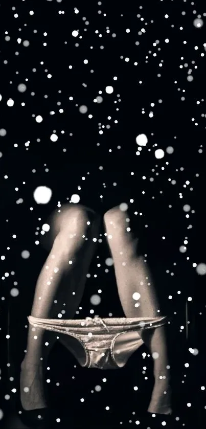 Elegant mobile wallpaper with snowfall and a black background.