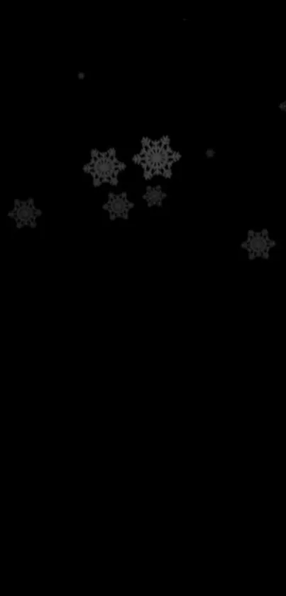 Black wallpaper with elegant snowflake designs.