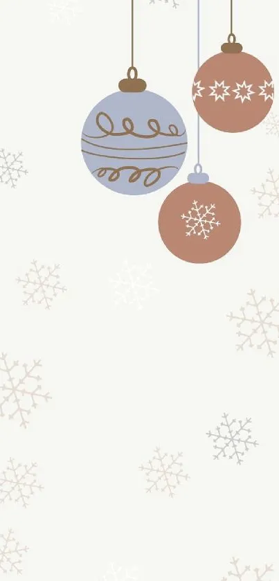 Elegant wallpaper with snowflakes and vintage ornaments in soft pastels.