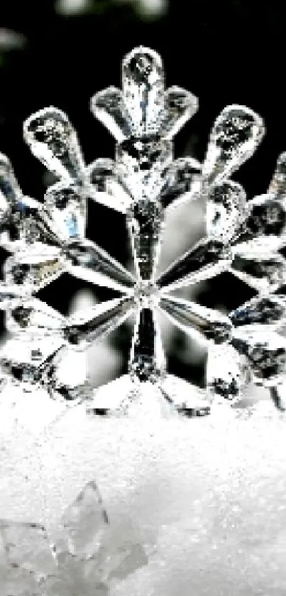 Intricate snowflakes on a snowy background for mobile wallpaper.