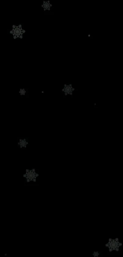 Elegant snowflake pattern on black background for mobile wallpaper.