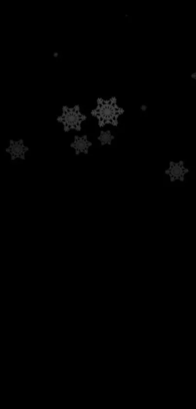 Black mobile wallpaper with elegant snowflakes.