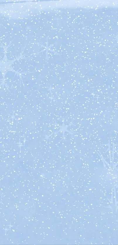 Light blue wallpaper with snowflakes.