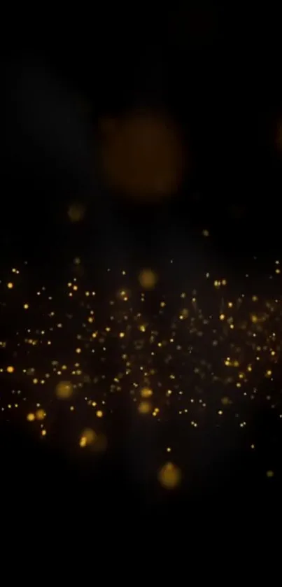 Elegant dark wallpaper with golden sparkling particles.